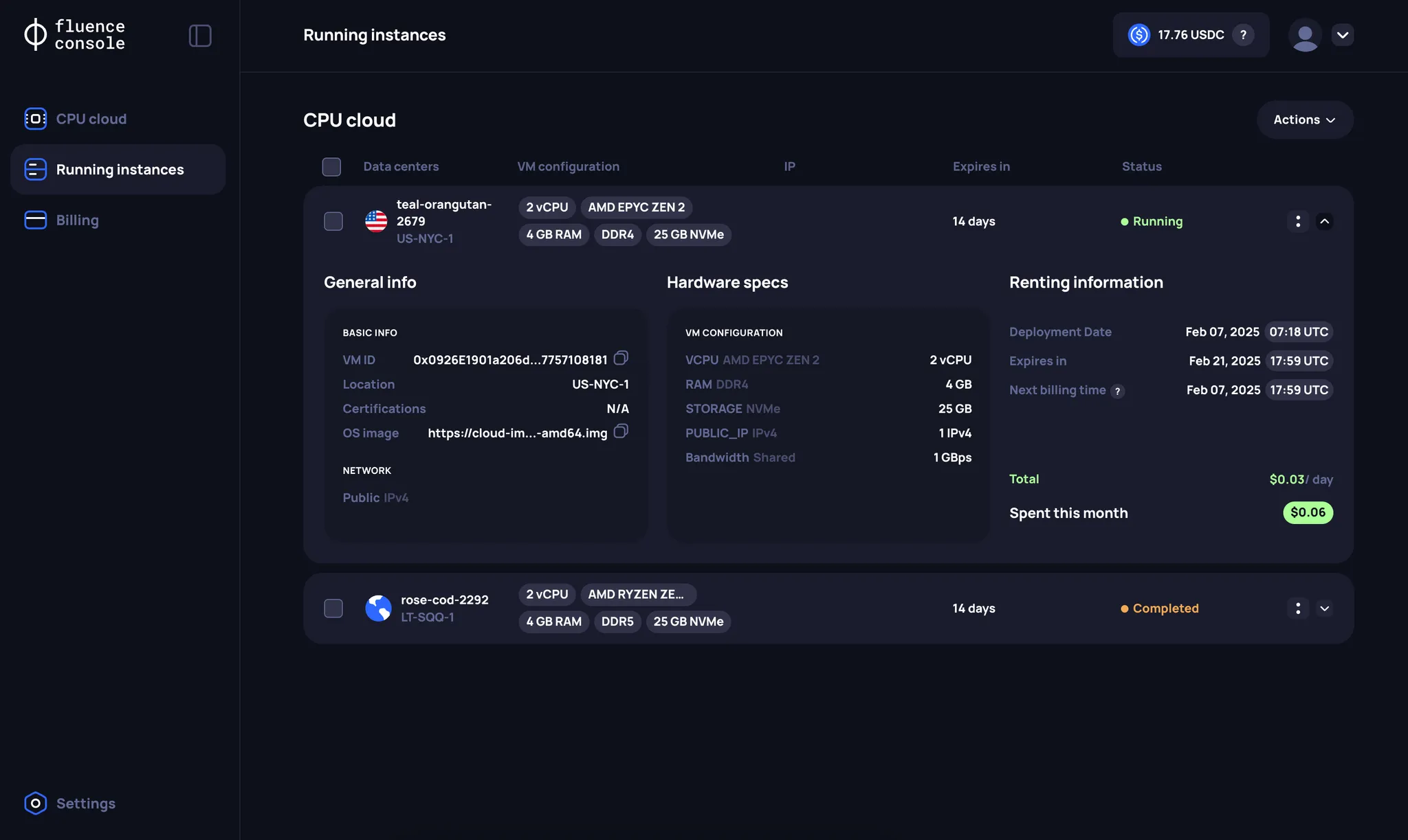 Instance information